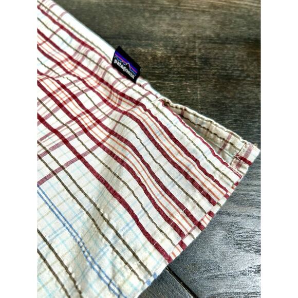 Patagonia Button Up Shirt Puckerware Seersucker Plaid Check Short Sleeve Large - Picture 4 of 11